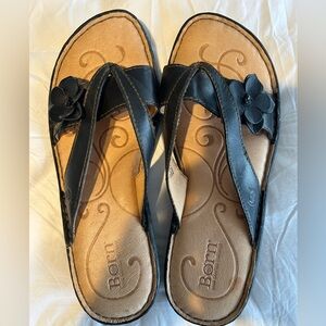 Born Black Floral Leather Sandals